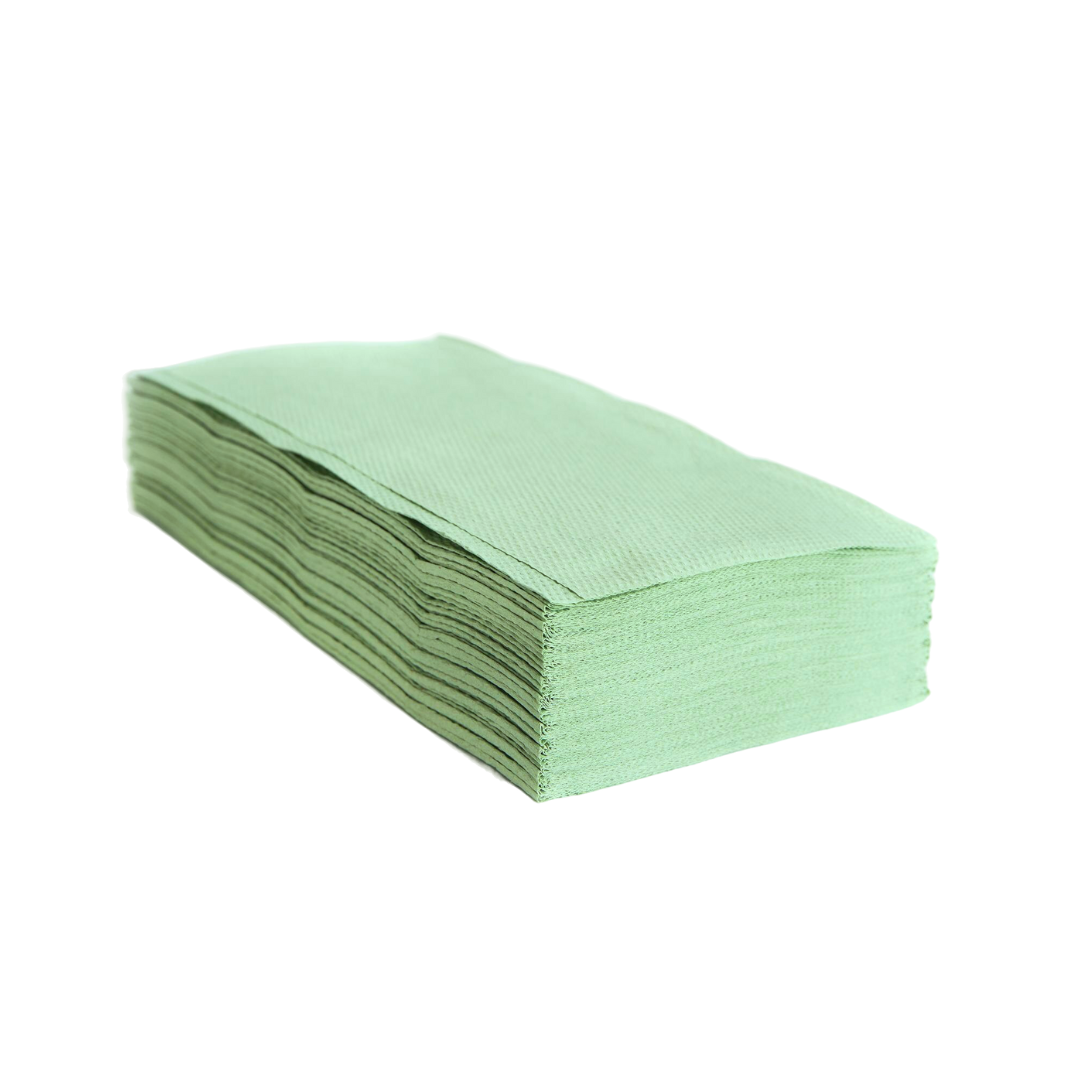 Prosop verde hartie pliat in V, 1 strat, 170 foi/pachet, 20 pachete/bax